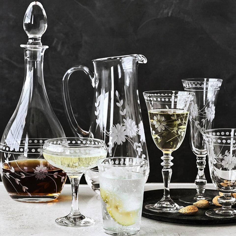 Vintage Etched Water Glass Williams Sonoma Australia